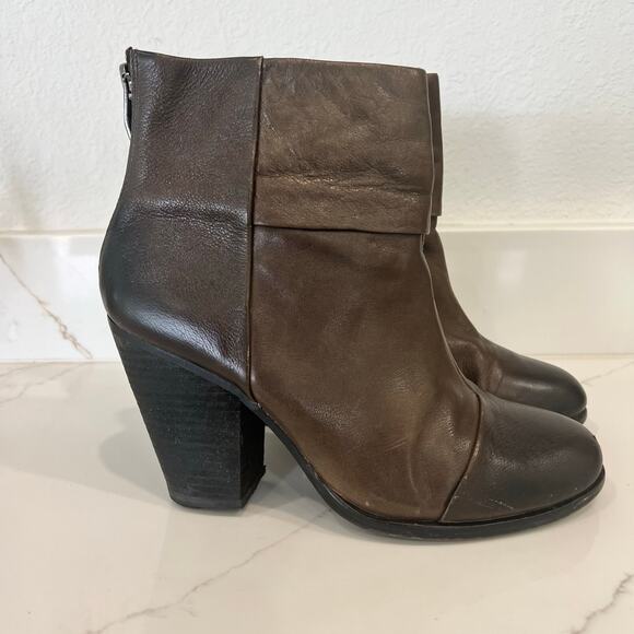 Vince Camuto Womens Hadley Ankle Boots Booties Brown Leather Stacked Zip 8.5 M - Picture 3 of 11